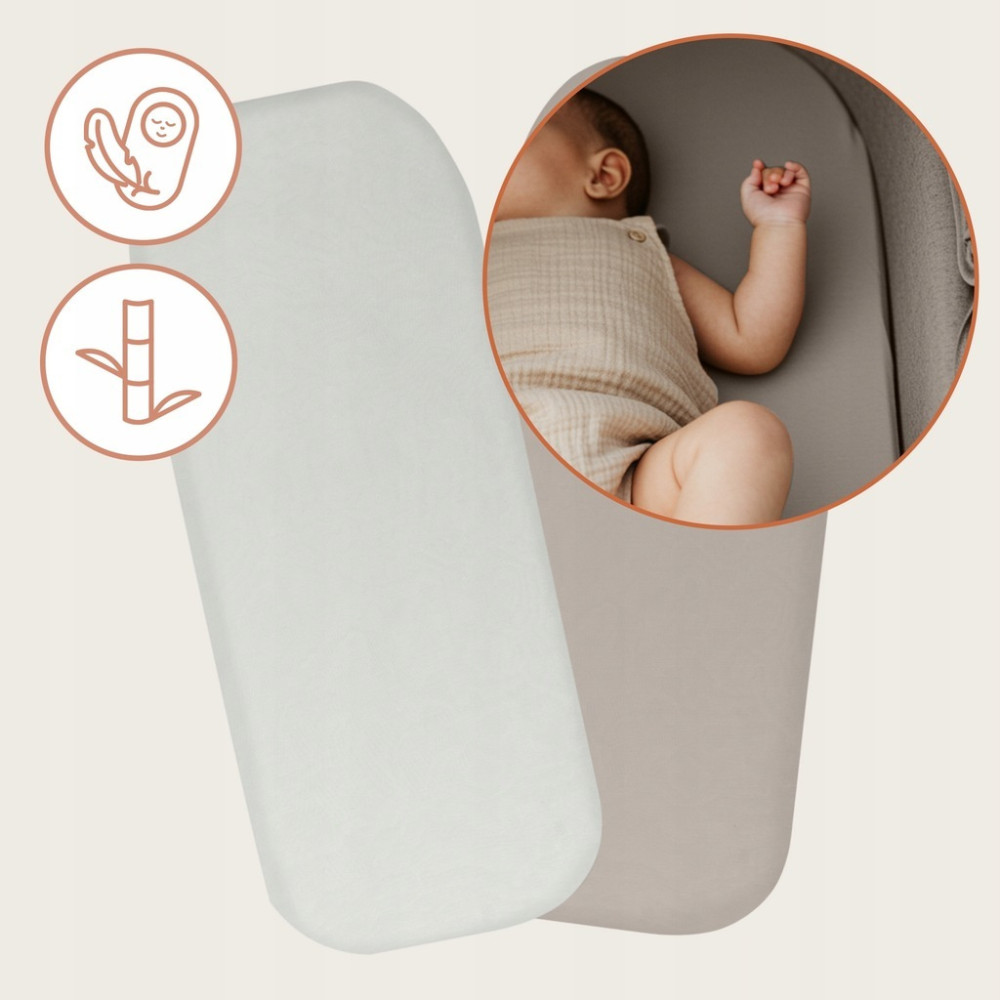 Lionelo Bamboo Sheet 70x28 - бамбукові простирадла на резинці, 2 шт. • Off White Beige