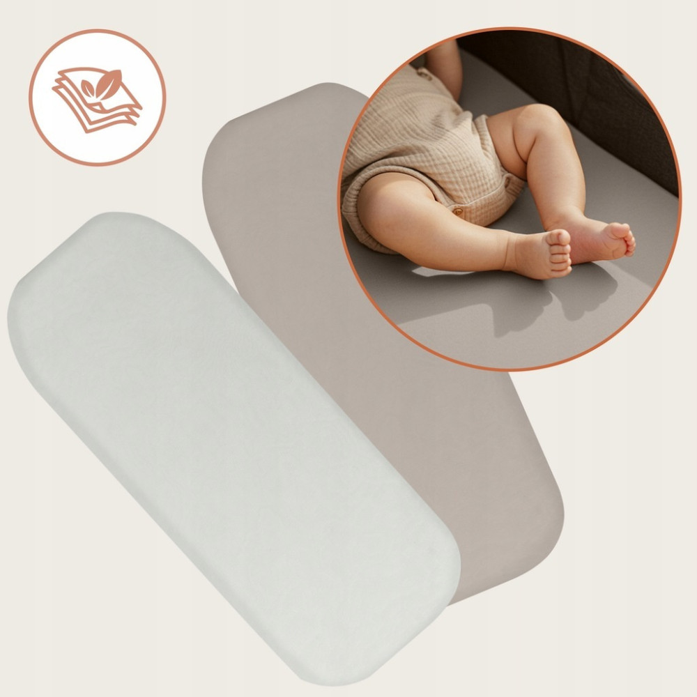 Lionelo Bamboo Sheet 70x28 - бамбукові простирадла на резинці, 2 шт. • Off White Beige