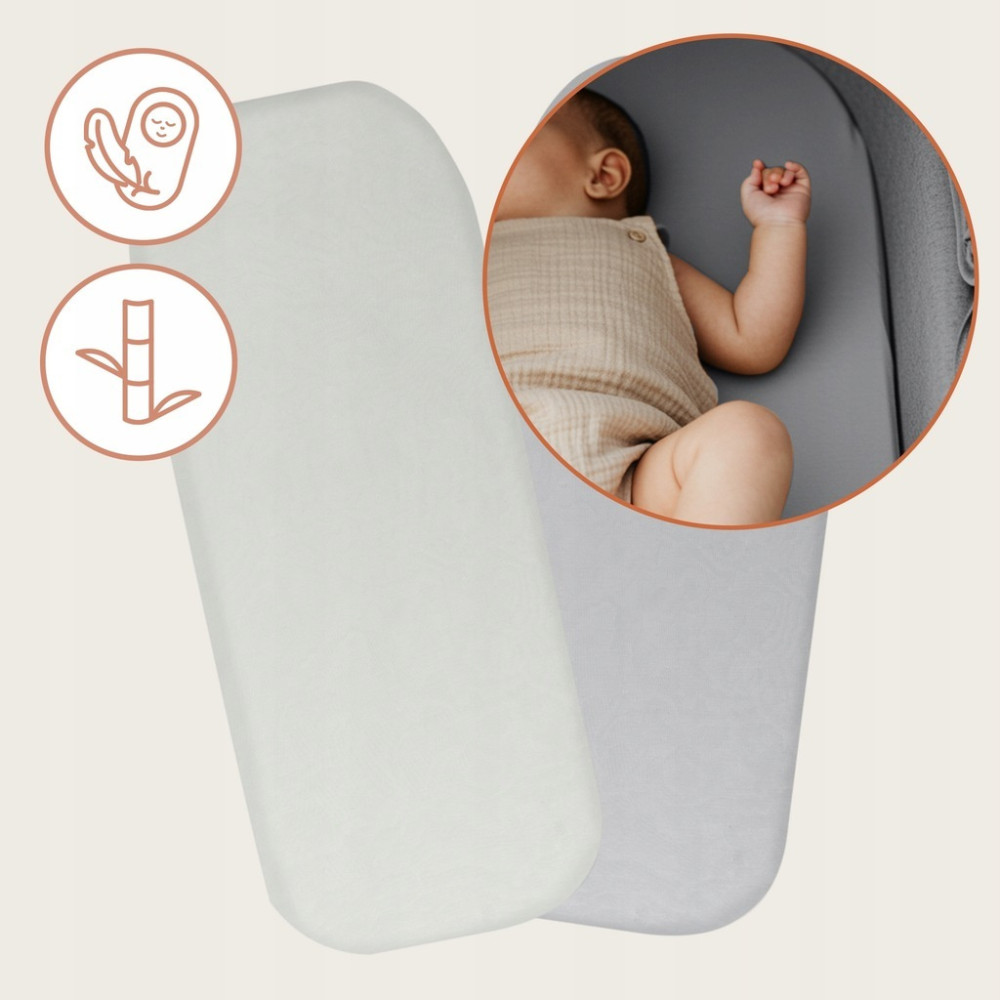 Lionelo Bamboo Sheet 70x28 - бамбукові простирадла на резинці, 2 шт. • Off White Grey