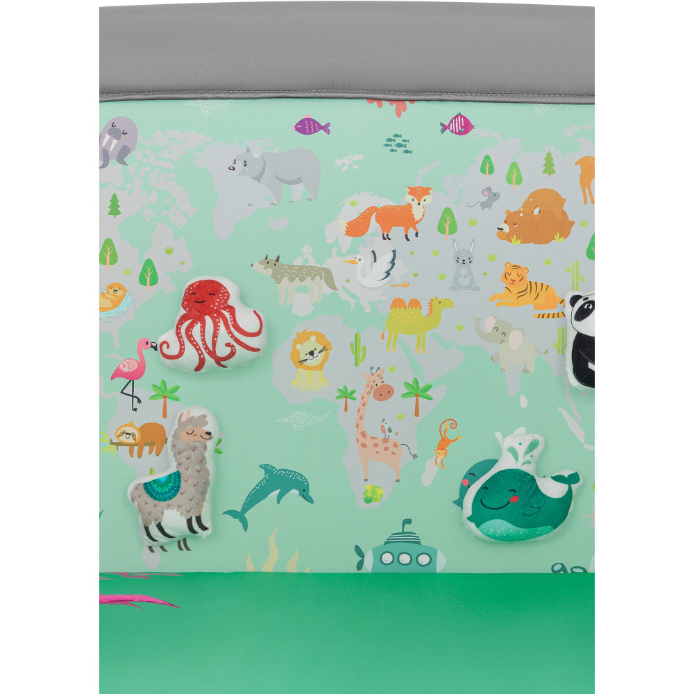Lionelo Mille Plus - дитячий манеж 0-36 місяців • Grey Green