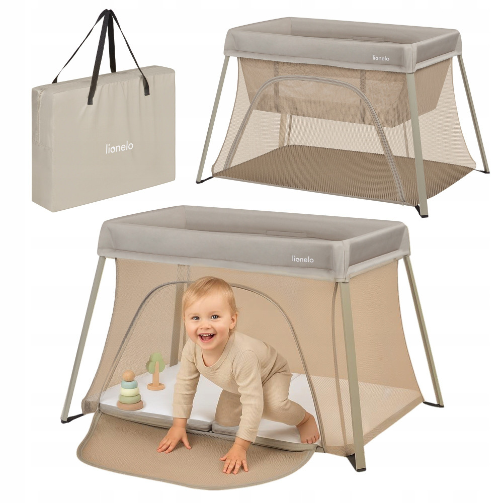 Lionelo Alice - дитячий манеж-ліжечко 3 в 1 • Beige Olive