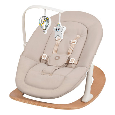 Lionelo Celia Rocker - шезлонг-гойдалка з дугою для іграшок • Natural Wood