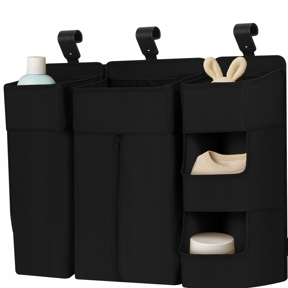 Lionelo SidePocket Large - підвісний органайзер для ліжечка 3 в 1 • Black