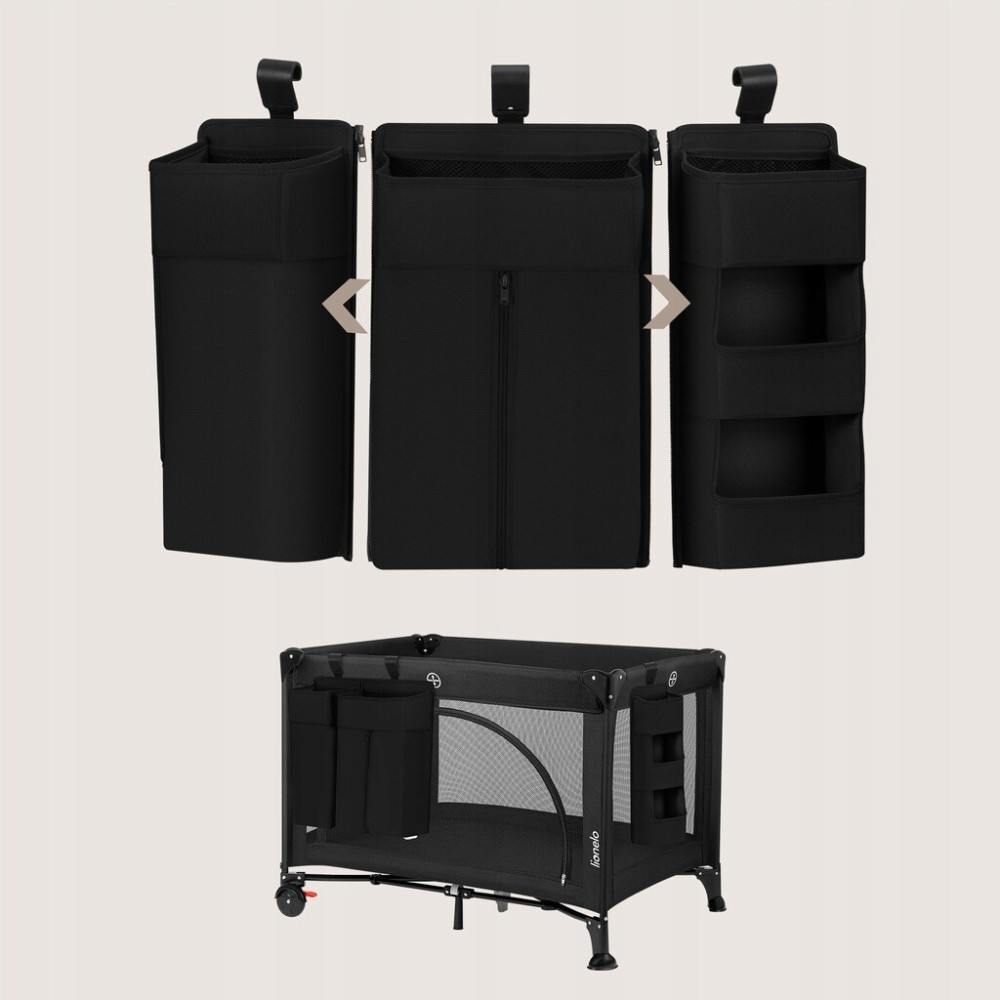 Lionelo SidePocket Large - підвісний органайзер для ліжечка 3 в 1 • Black Lionelo SidePocket Large - підвісний органайзер для ліжечка 3 в 1 • Black