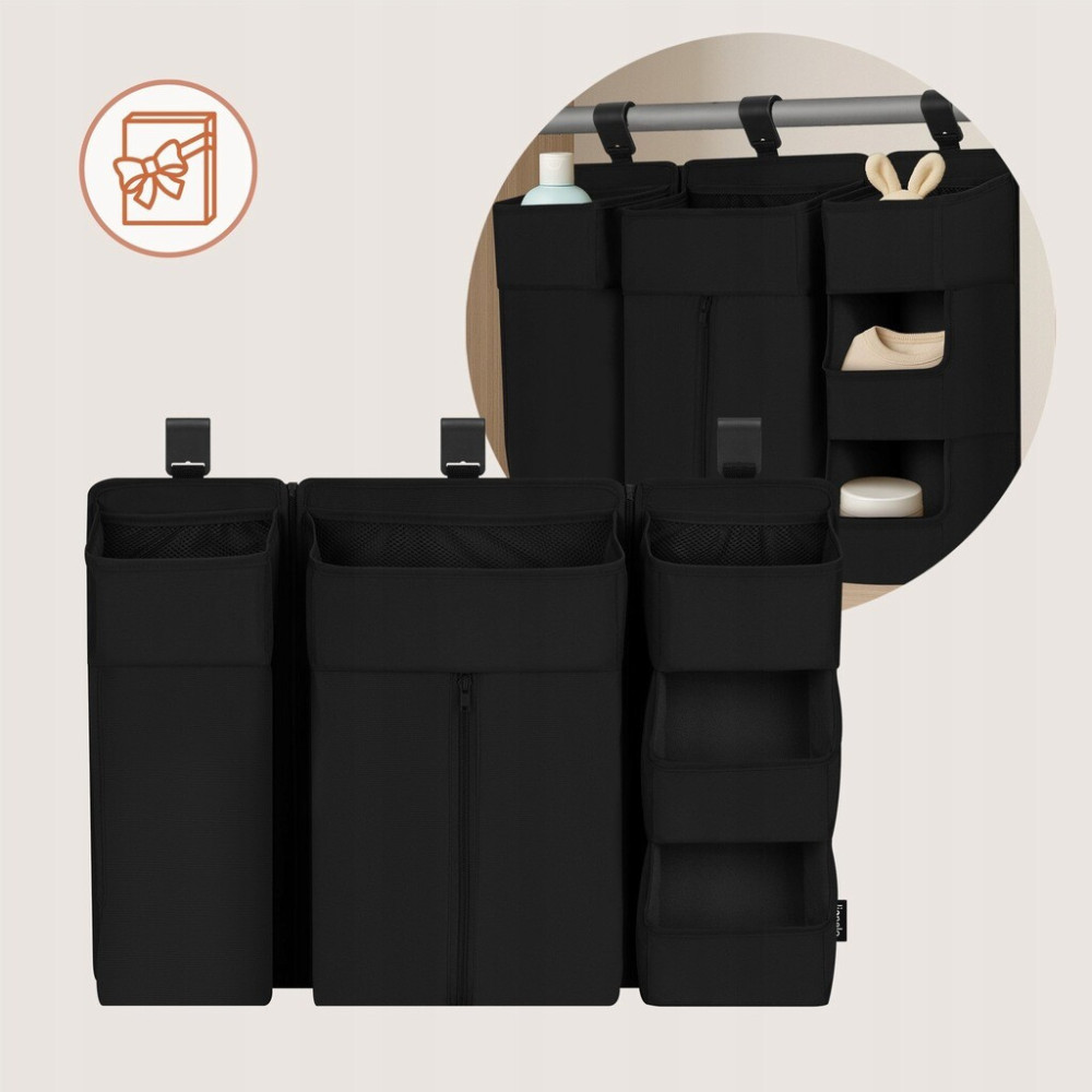 Lionelo SidePocket Large - підвісний органайзер для ліжечка 3 в 1 • Black Lionelo SidePocket Large - підвісний органайзер для ліжечка 3 в 1 • Black