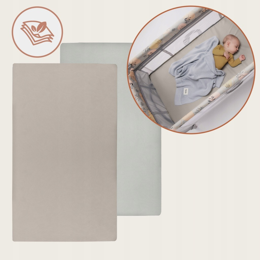 Lionelo Bamboo Sheet 80 × 42 - бамбукові простирадла на резинці, набір 2 шт. • Off White Beige