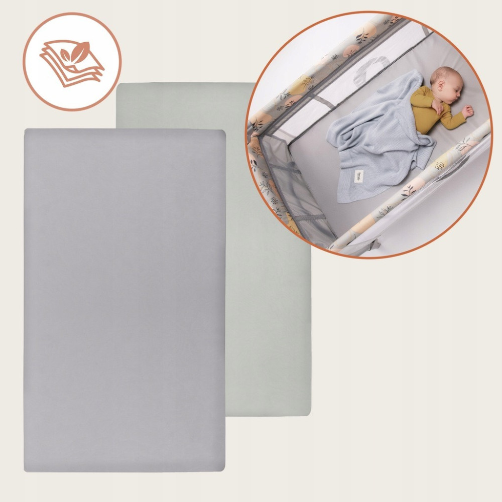 Lionelo Bamboo Sheet 80 × 42 - бамбукові простирадла на резинці, набір 2 шт. • Off White Grey