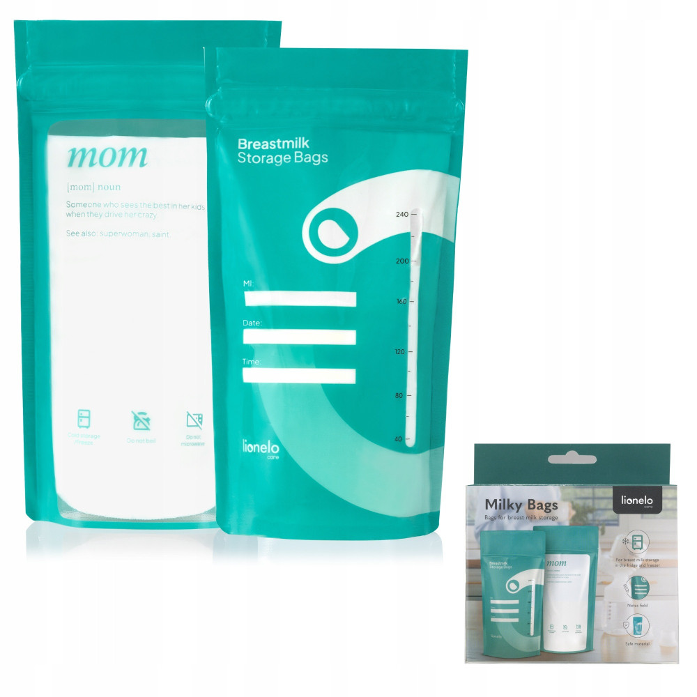 Lionelo Milky Bags - 30 пакетів по 240 мл для зберігання грудного молока Lionelo Milky Bags - 30 пакетів по 240 мл для зберігання грудного молока