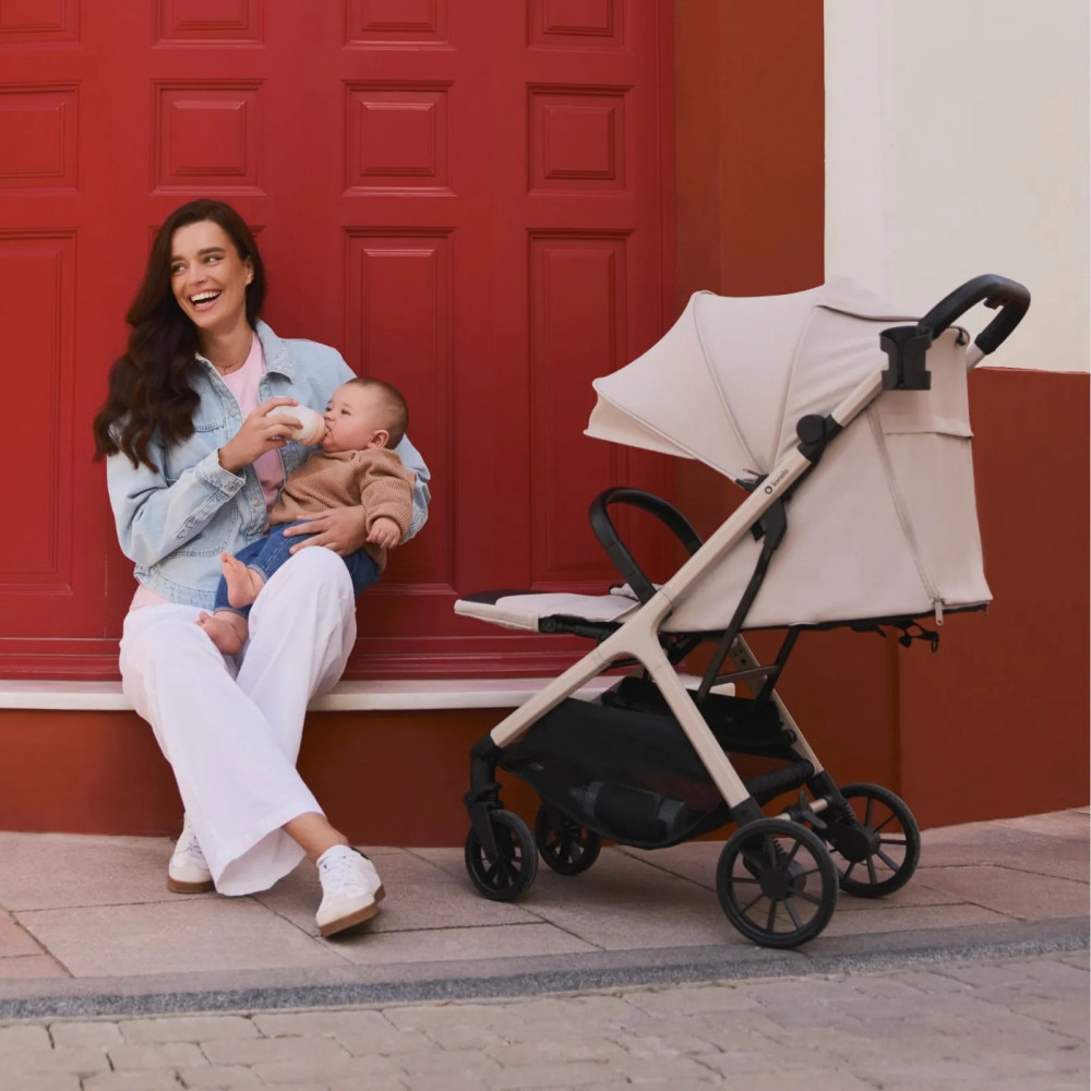 Lionelo Cloe Plus - прогулянкова коляска з автоматичним складанням, компактний візок • Beige Sand