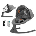 Kinderkraft Lumi 2 - електричний шезлонг-гойдалка з таймером, мелодіями, пультом і панеллю управління • Dark Grey (KBLUMI02DGR0000)