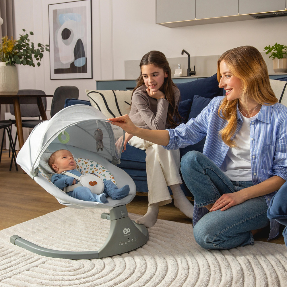 Kinderkraft Lumi 2 - електричний шезлонг-гойдалка з таймером, мелодіями, пультом і панеллю управління • Dark Grey (KBLUMI02DGR0000)