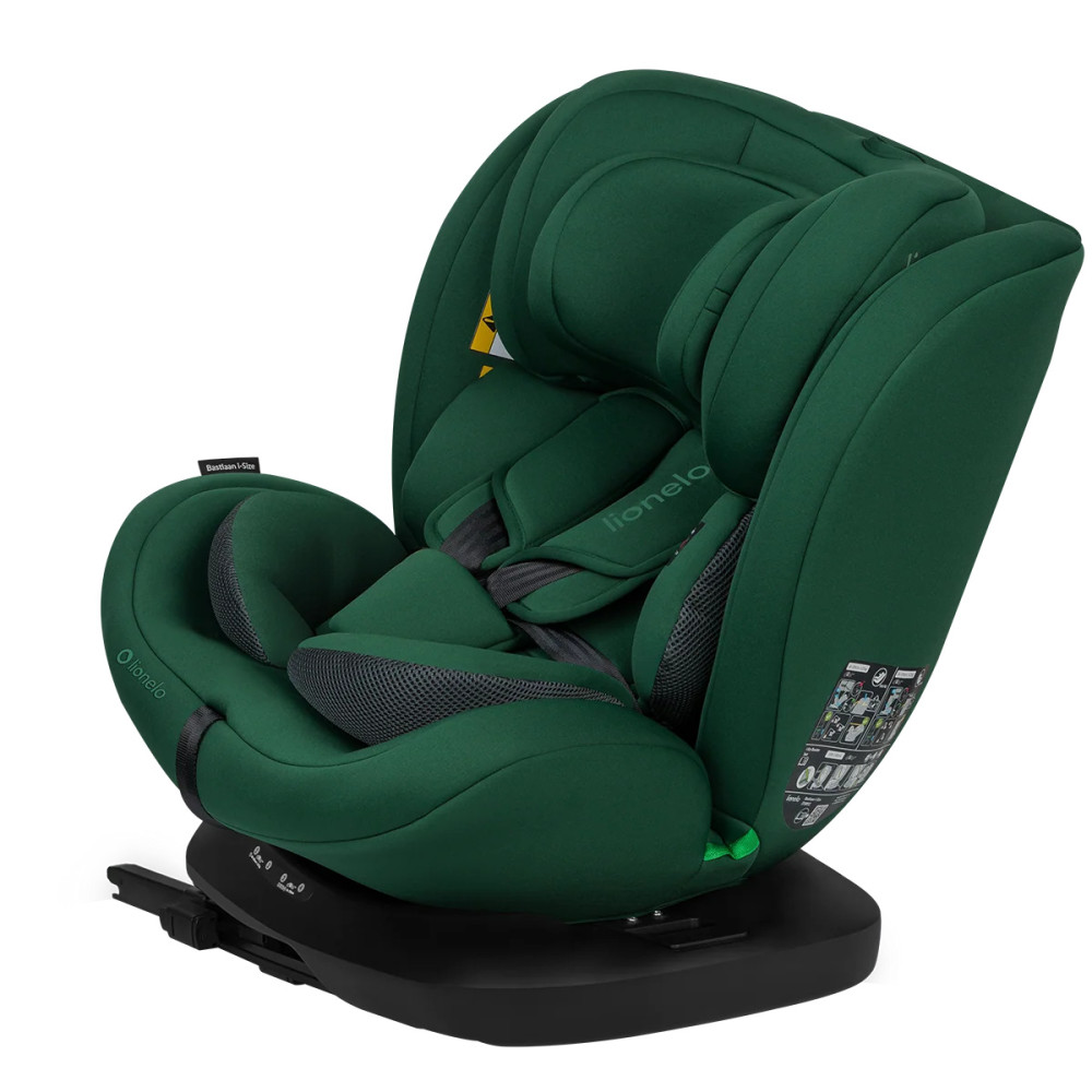 Lionelo Bastiaan i-Size - детское автокресло (0-12 лет / 40-150 см), поворотная база на 360°, наклон спинки, регулировка подголовника • Green Forest