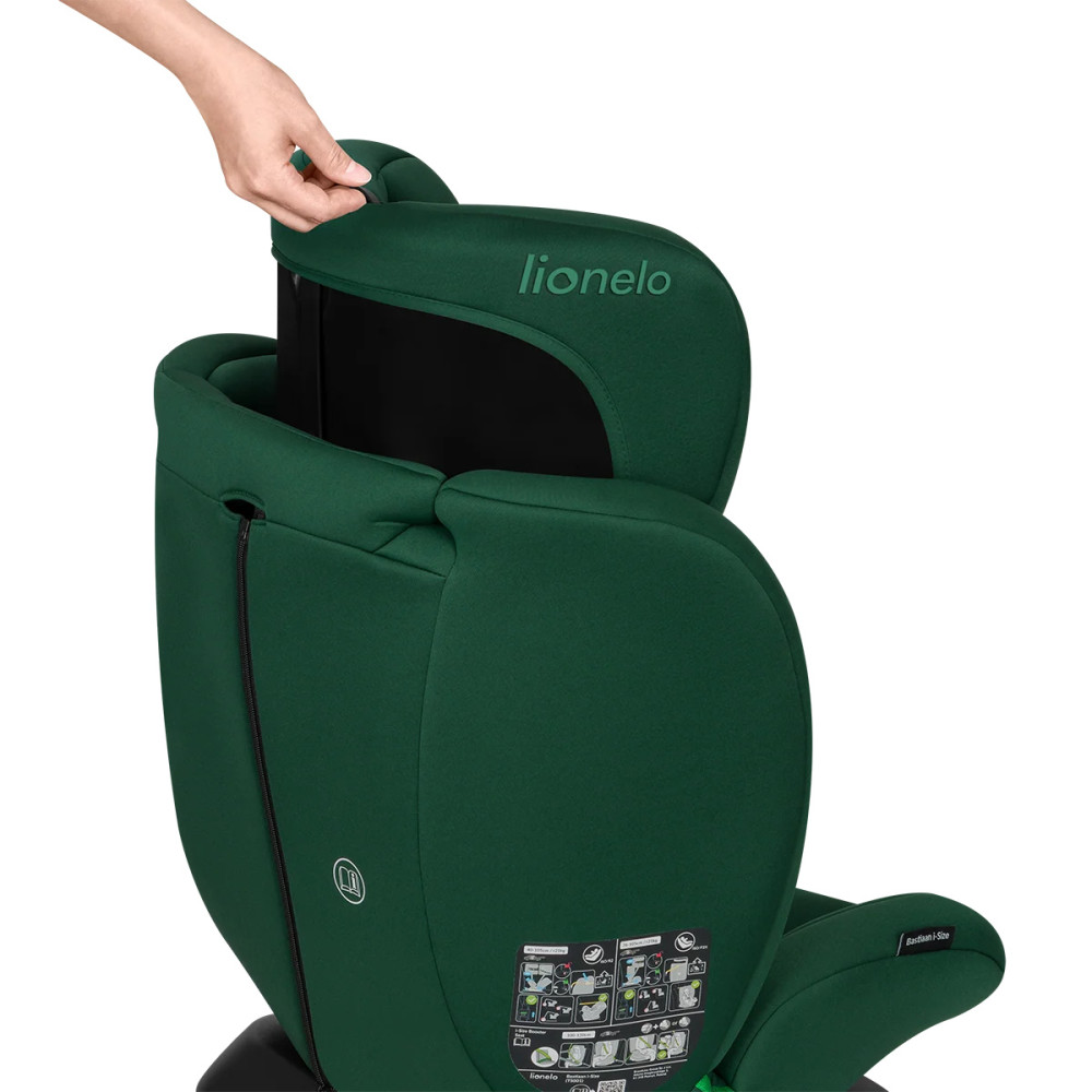 Lionelo Bastiaan i-Size - детское автокресло (0-12 лет / 40-150 см), поворотная база на 360°, наклон спинки, регулировка подголовника • Green Forest