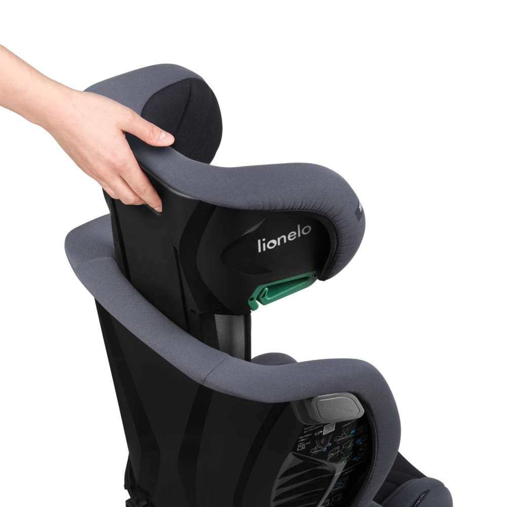 Lionelo Igo i-Size - автокрісло для дітей (від 3 до 12 років / 100 - 150 см), трансформується в бустер, додатковий бічний захист • Grey Graphite