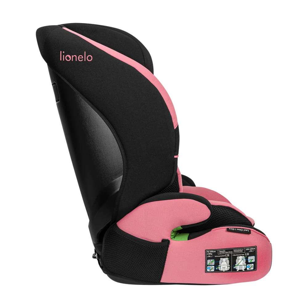 Lionelo Levi One I-Size - автокресло для детей (от 2 до 12 лет / 76 - 150 см), трансформируется в бустер • Pink Rose