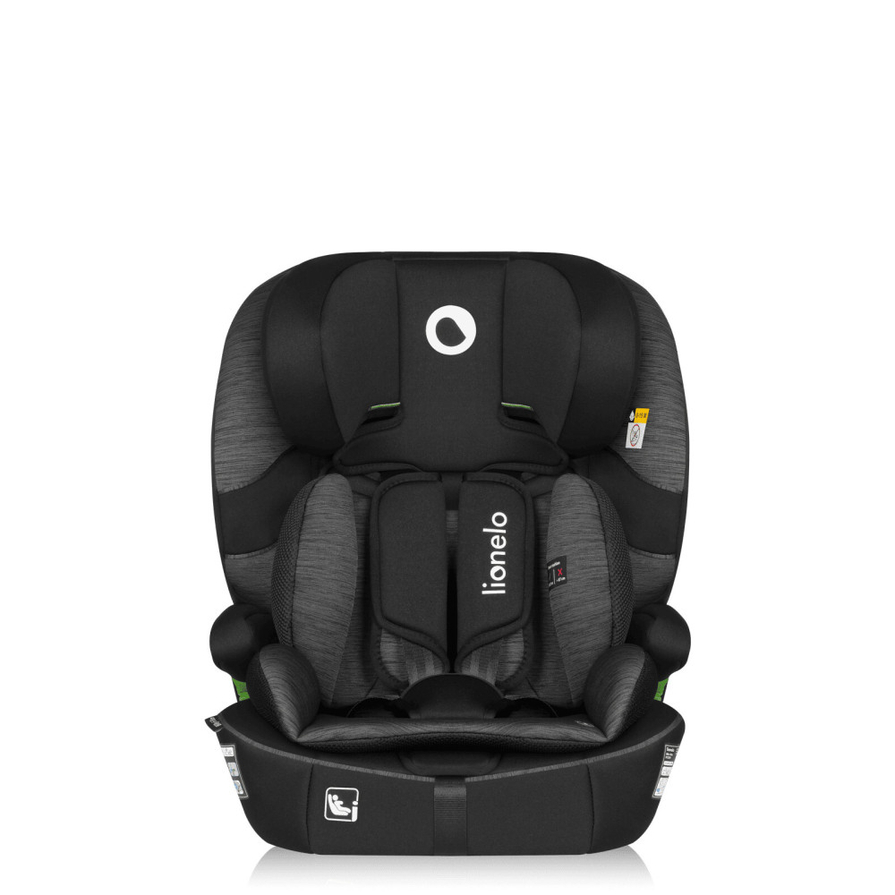 Lionelo Billy i-Size - автокресло для ребенка (76-150 см), система крепления Isofix и TopTether или автомобильный ремень • Black Grey