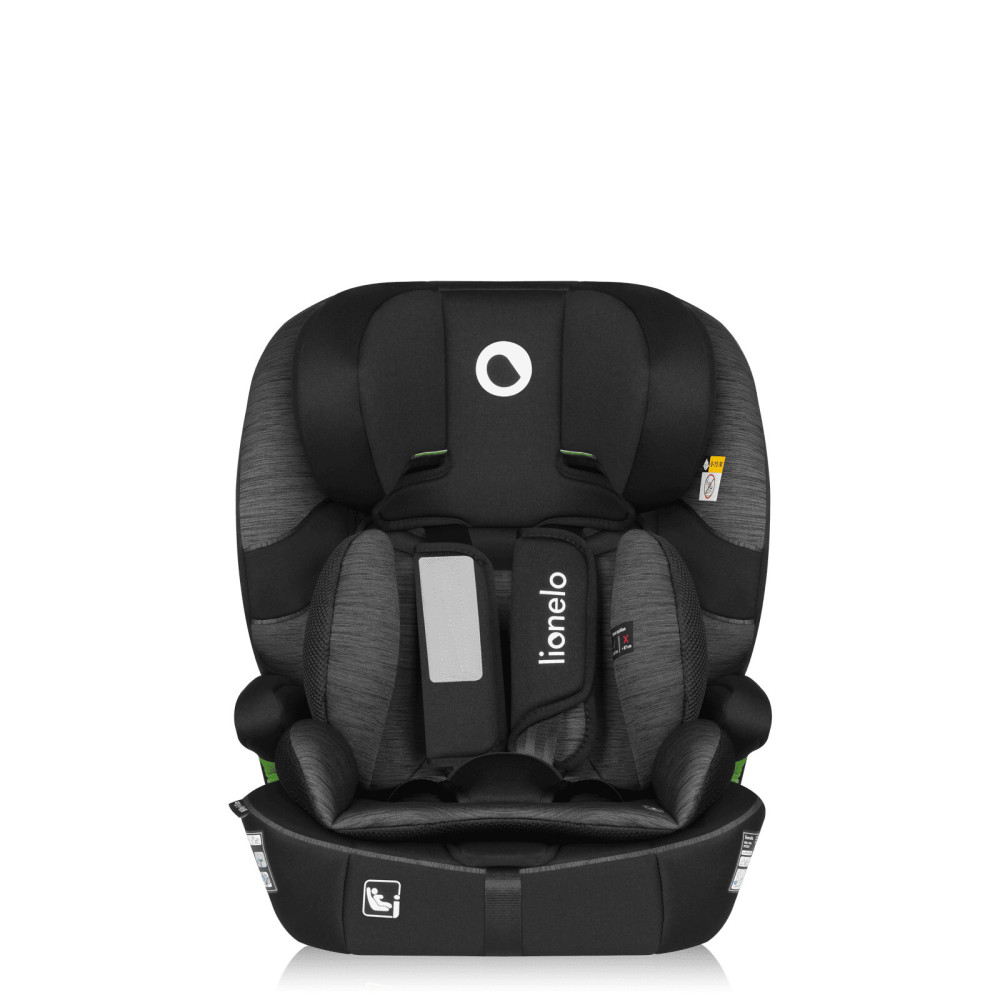 Lionelo Billy i-Size - автокресло для ребенка (76-150 см), система крепления Isofix и TopTether или автомобильный ремень • Black Grey