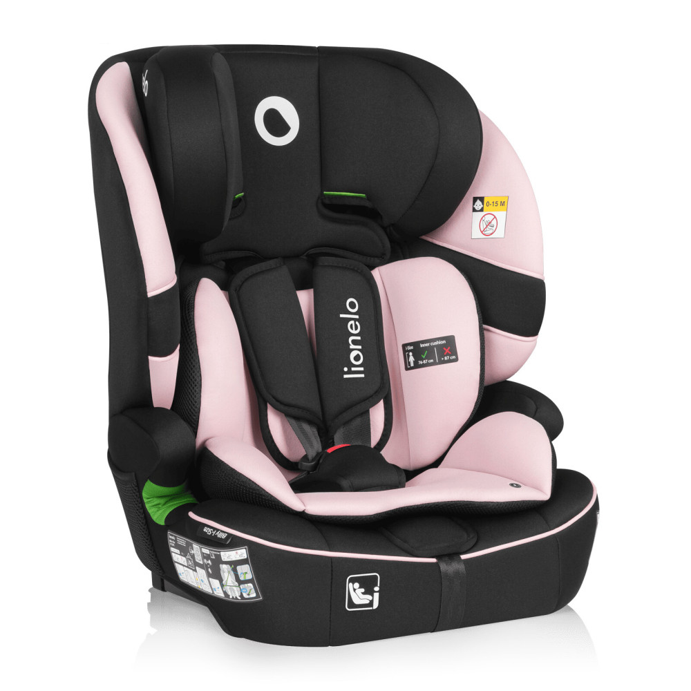 Lionelo Billy i-Size - автокресло для ребенка (76-150 см), система крепления Isofix и TopTether или автомобильный ремень • Pink Baby