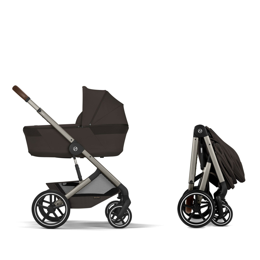 Cybex Balios S Lux 2026 - детская коляска 2в1 со складной люлькой Fold Lux, всесезонная коляска с большими колесами, корзина до 10 кг • TPE Chocolate Brown