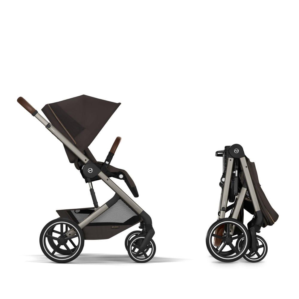 Cybex Balios S Lux 2026 - детская коляска 2в1 со складной люлькой Fold Lux, всесезонная коляска с большими колесами, корзина до 10 кг • TPE Chocolate Brown