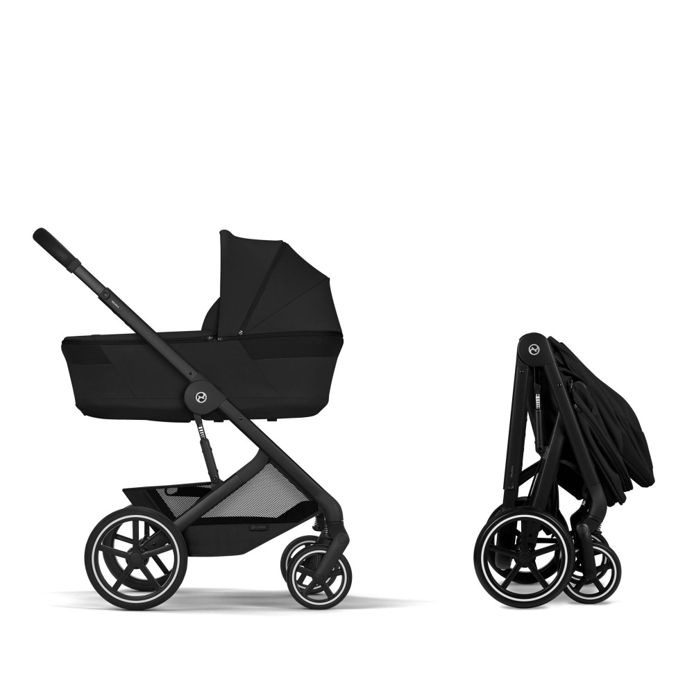 Cybex Balios S Lux 2026 - дитяча коляска 2в1 зі складаною люлькою Fold Lux, всесезонний візок з великими колесами, кошик до 10 кг • BLK Moon Black