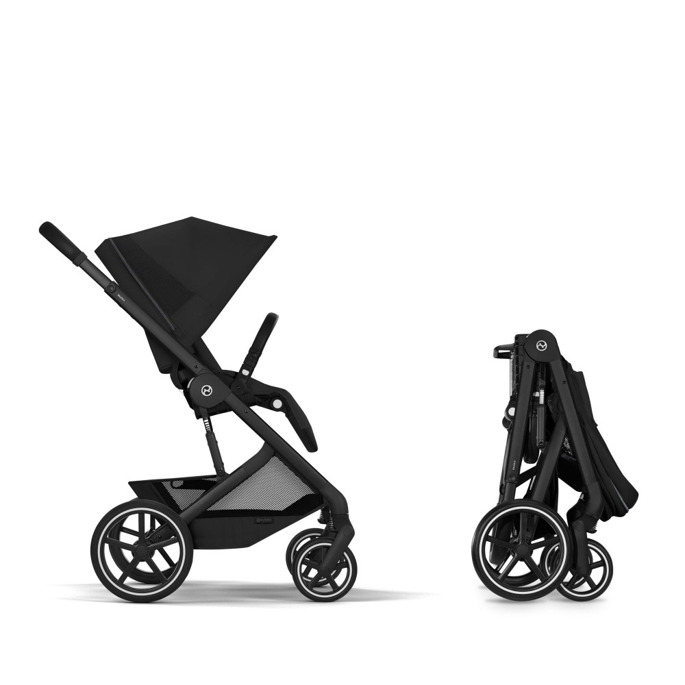 Cybex Balios S Lux 2026 - дитяча коляска 2в1 зі складаною люлькою Fold Lux, всесезонний візок з великими колесами, кошик до 10 кг • BLK Moon Black