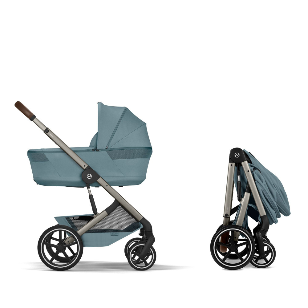 Cybex Balios S Lux 2026 - дитяча коляска 2в1 зі складаною люлькою Fold Lux, всесезонний візок з великими колесами, кошик до 10 кг • TPE Stormy Blue