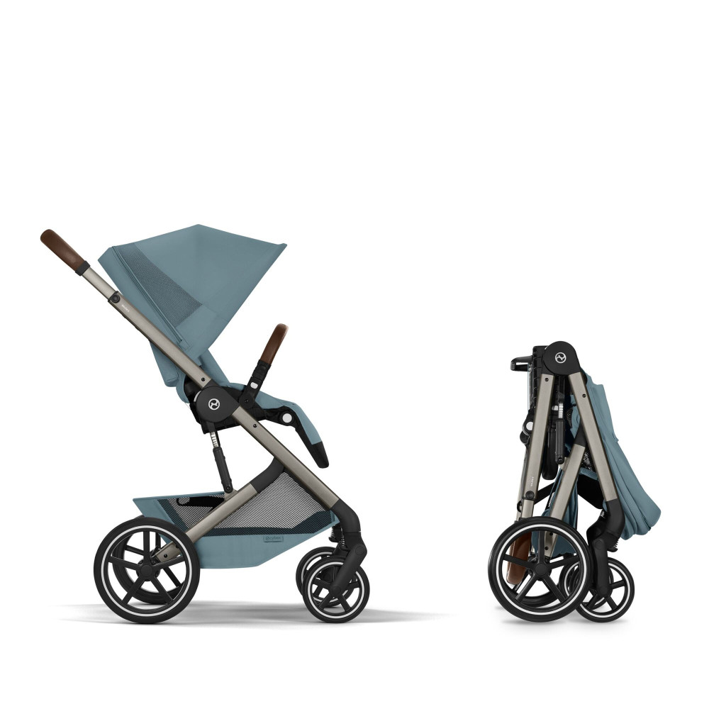 Cybex Balios S Lux 2026 - дитяча коляска 2в1 зі складаною люлькою Fold Lux, всесезонний візок з великими колесами, кошик до 10 кг • TPE Stormy Blue