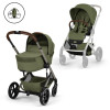 Cybex Balios S Lux 2026 - дитяча коляска 2в1 зі складаною люлькою Fold Lux, всесезонний візок з великими колесами, кошик до 10 кг • TPE Moss Green