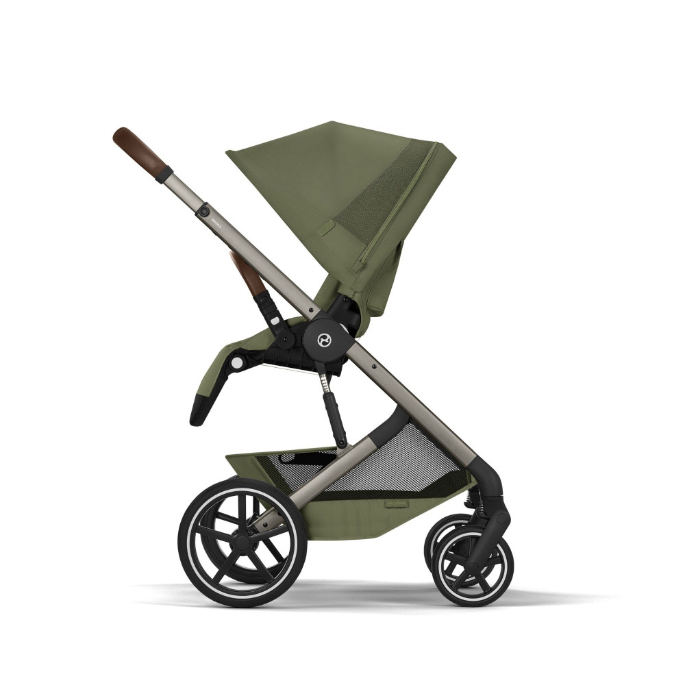 Cybex Balios S Lux 2026 - дитяча коляска 2в1 зі складаною люлькою Fold Lux, всесезонний візок з великими колесами, кошик до 10 кг • TPE Moss Green