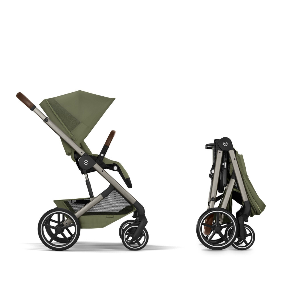 Cybex Balios S Lux 2026 - дитяча коляска 2в1 зі складаною люлькою Fold Lux, всесезонний візок з великими колесами, кошик до 10 кг • TPE Moss Green
