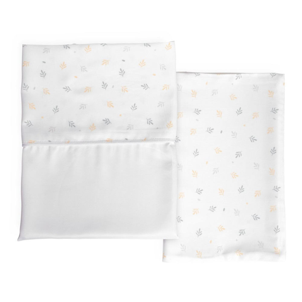 Chicco Комплект білизни Next2Me Bamboo 50 × 83 см - нижнє простирадло на резинці та верхнє для вкривання • Foliage