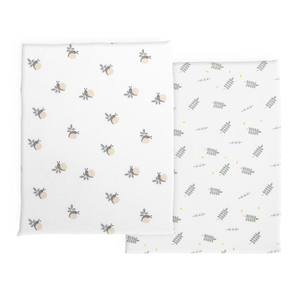 Chicco Простирадла на резинці Next2Me Forever Bamboo 58 × 110 см - 2 шт. з бамбукової віскози • Greenery