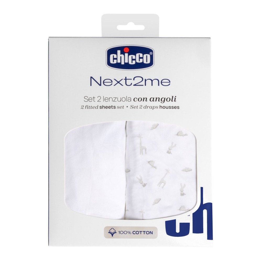 Chicco Простирадла на резинці Next2Me Cotton 50 × 83 см - 2 шт. з бавовни • Cloud