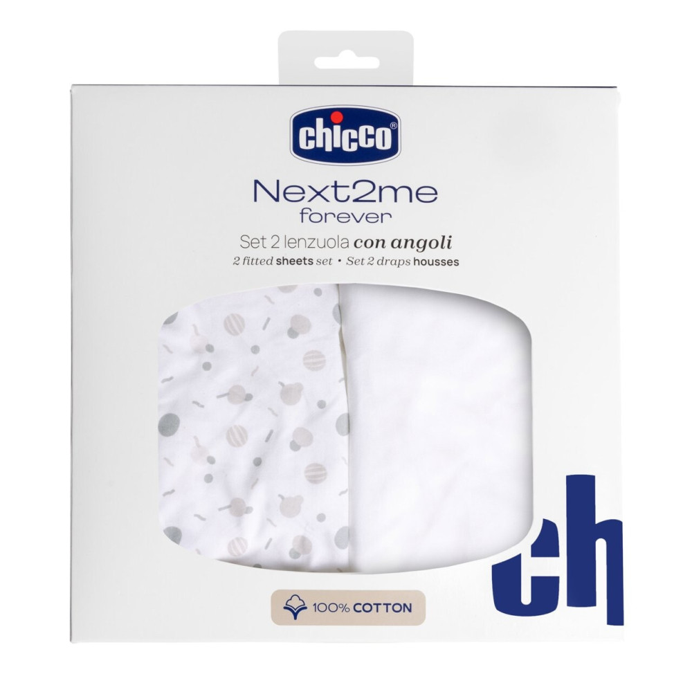 Chicco Простирадла на резинці Next2Me Forever Cotton 58 × 110 см - 2 шт. з бавовни • Confetti