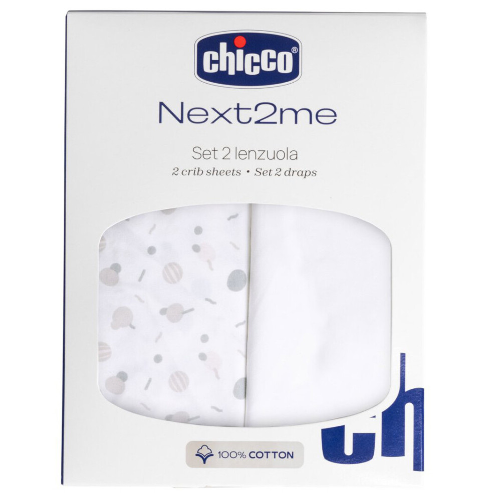 Chicco Комплект білизни Next2Me Cotton 50 × 83 см - нижнє простирадло на резинці та верхнє для вкривання • Confetti