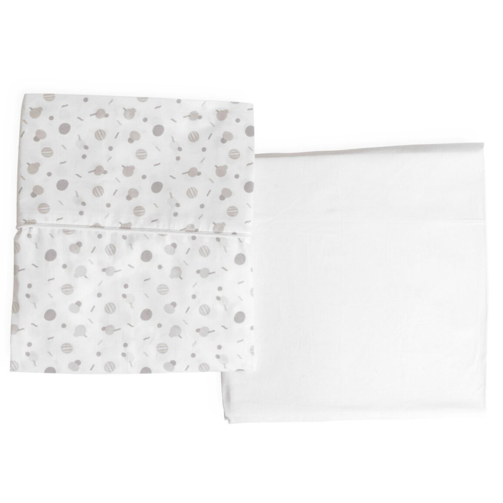 Chicco Комплект білизни Next2Me Cotton 50 × 83 см - нижнє простирадло на резинці та верхнє для вкривання • Confetti