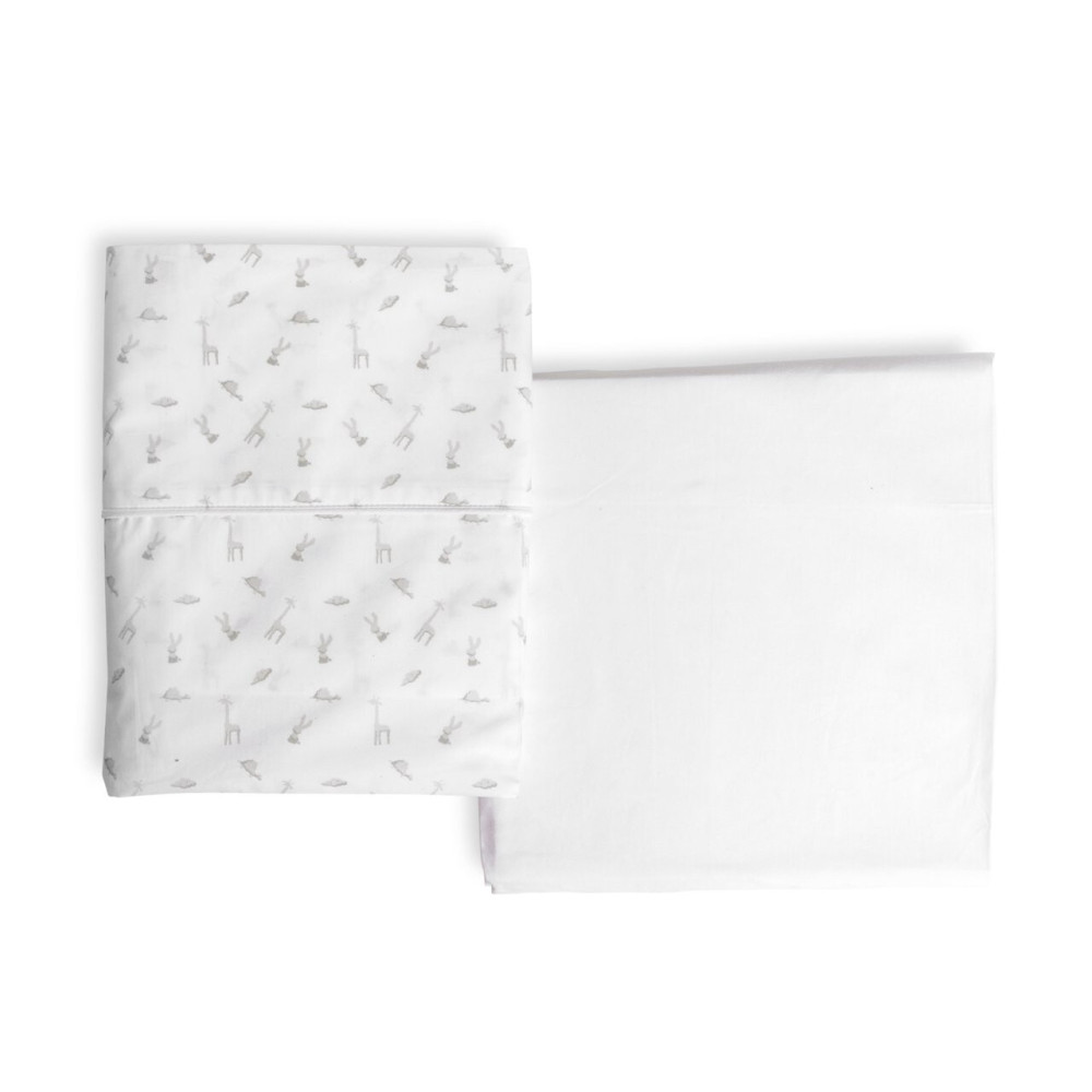 Chicco Комплект білизни Next2Me Cotton 50 × 83 см - нижнє простирадло на резинці та верхнє для вкривання • Cloud