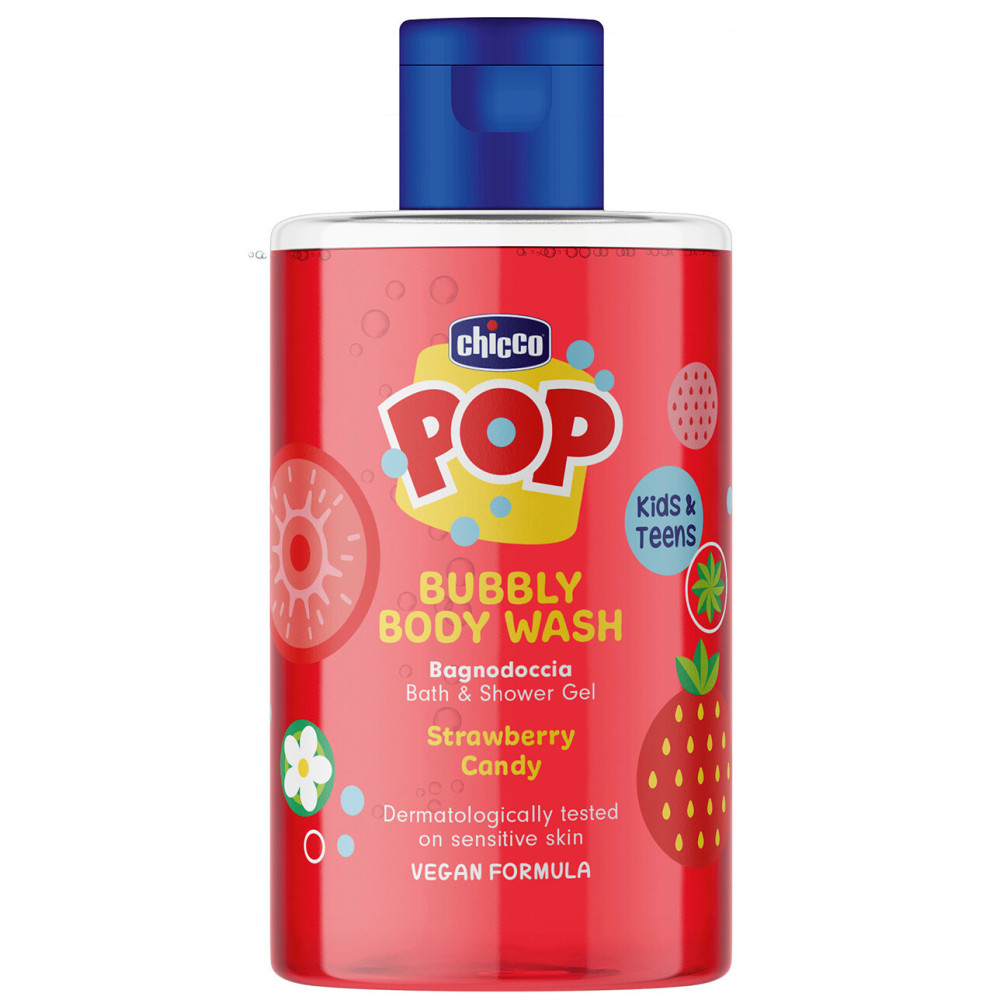 Chicco Pop Гель для купания Strawberry Candy - с экстрактом клубники, от 6 лет, 300 мл