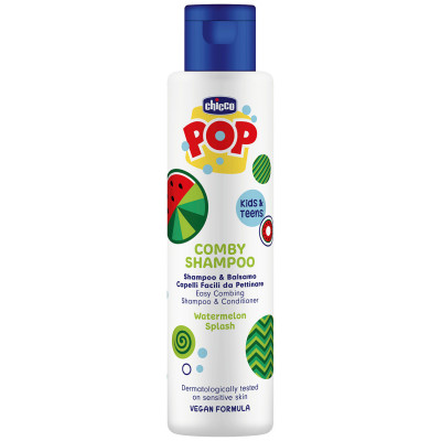 Chicco Pop Шампунь-кондиционер 2 в 1 Watermelon Splash - с экстрактом арбуза, от 6 лет, 250 мл Chicco Pop Шампунь-кондиционер 2 в 1 Watermelon Splash - с экстрактом арбуза, от 6 лет, 250 мл