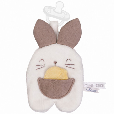 Chicco Зайчонок DouDou - мягкая игрушка-комфортер с держателем для пустышки