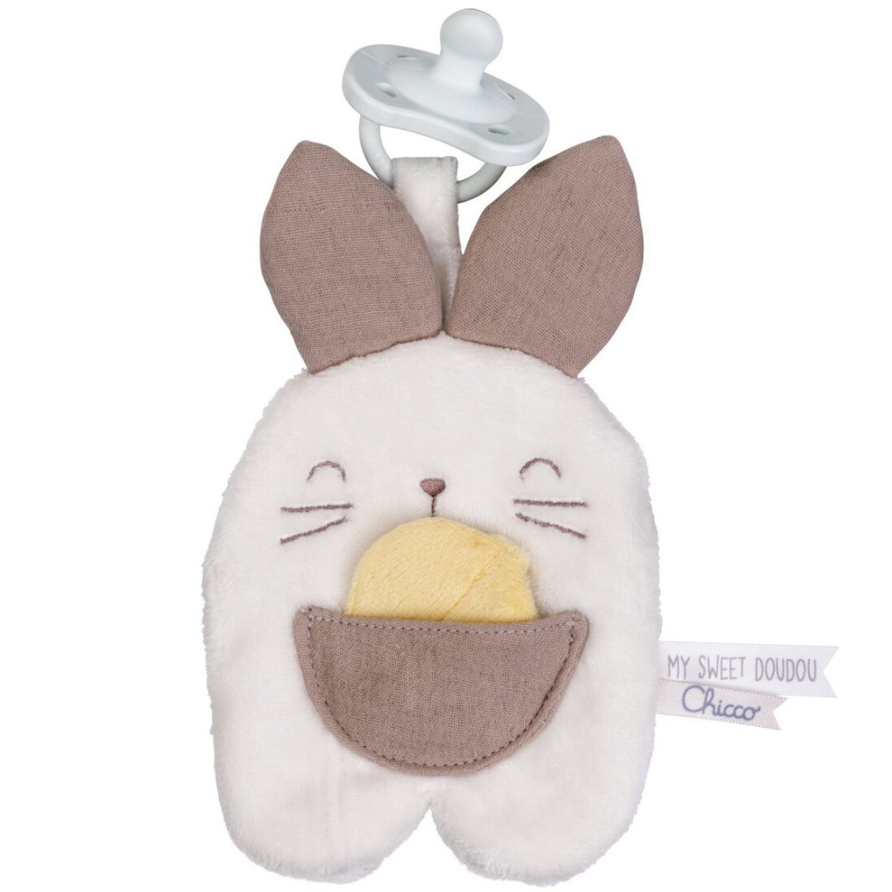 Chicco Зайченя DouDou - м'яка іграшка-комфортер з тримачем для пустушки