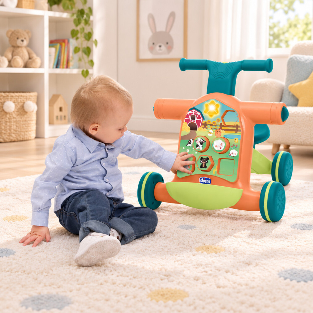 Chicco Ферма - іграшка-ходунки 4 в 1 (ходунки, їздунок, самокат, центр активностей) 9 міс.+