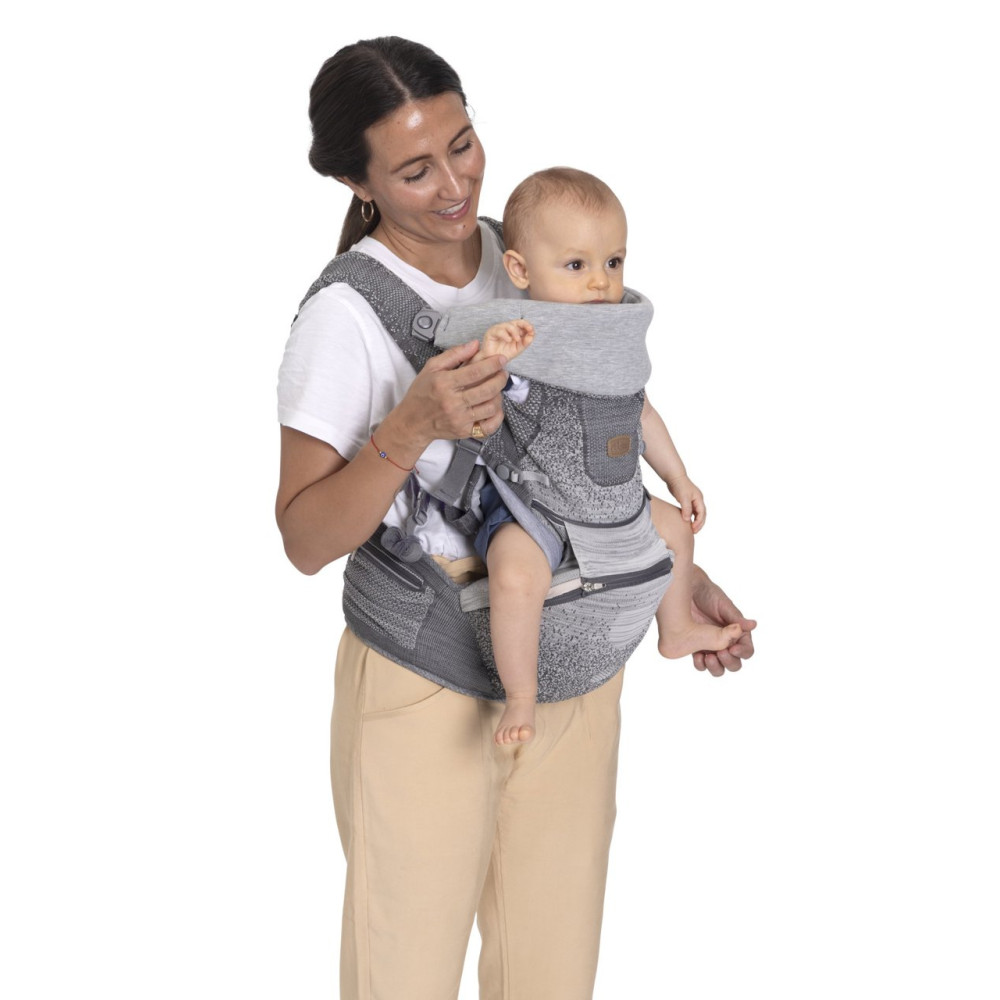 Chicco Airy Hip Seat - нагрудная сумка-эргорюкзак 3 в 1 со съемным хипситом, от рождения до 3 лет • Pebble