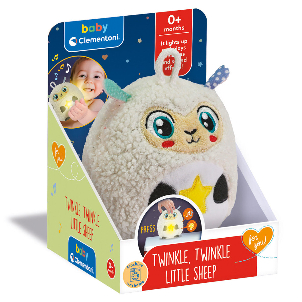 Clementoni Twinkle, Twinkle, Little Sheep - м'яка музична іграшка зі світлом, від народження