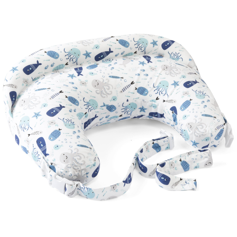 Chicco Boppy Deluxe - подушка для кормления с повышенным бортиком и регулируемым ремнем • Fish Fun