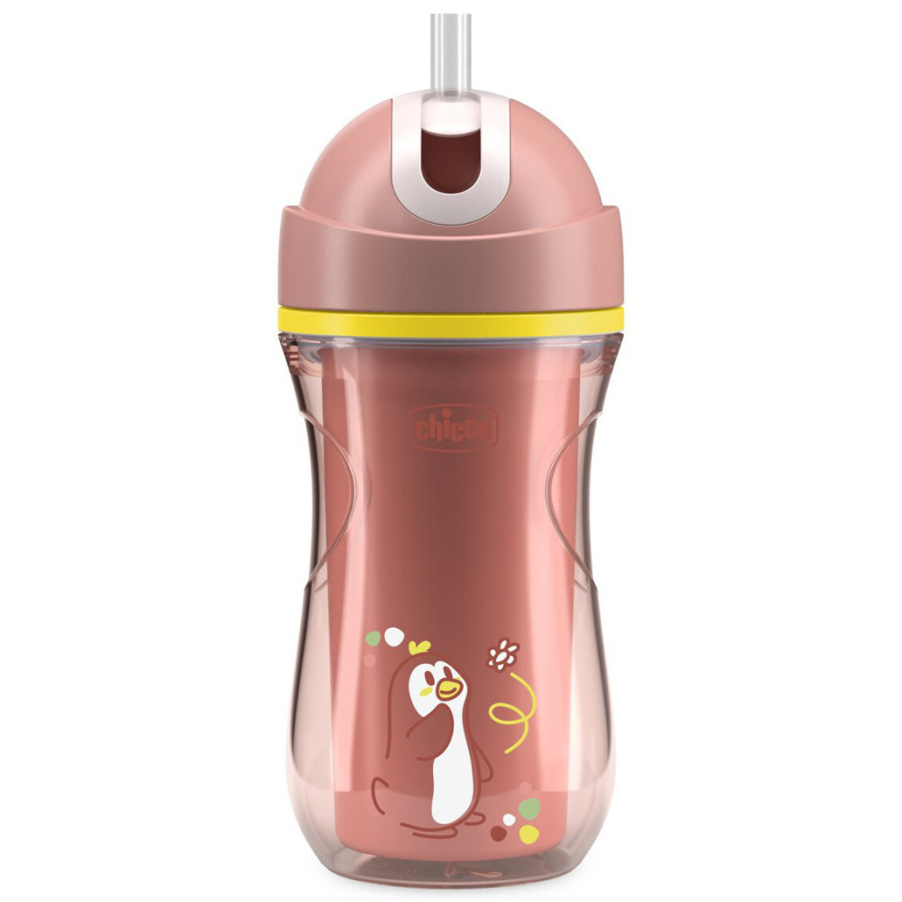 Chicco Sport Cup 266 мл - поильник-непроливайка с трубочкой, от 14 мес. • Розовый