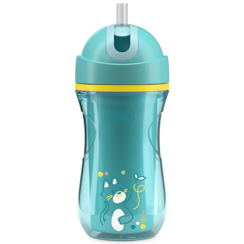 Chicco Sport Cup 266 мл - поильник-непроливайка с трубочкой, от 14 мес. • Бирюзовый