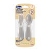 Chicco First Cutlery - набір: ложка та виделка для годування 12 міс.+ • Сірий