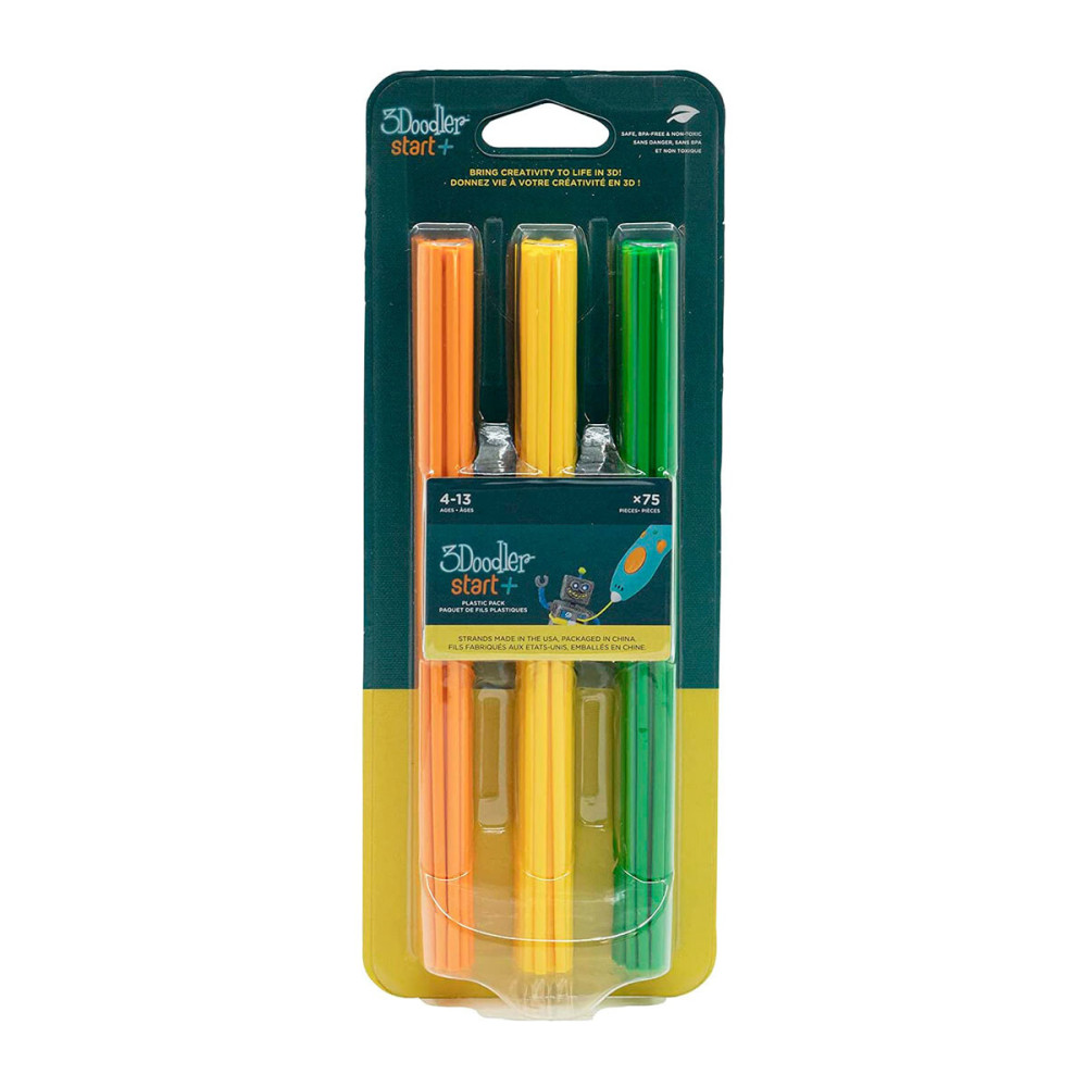 3Doodler Start Стрижні Мікс помаранчевий, жовтий, зелений - набір із 75 стрижнів для 3D-ручки (3DS-ECO-MIX2-75)